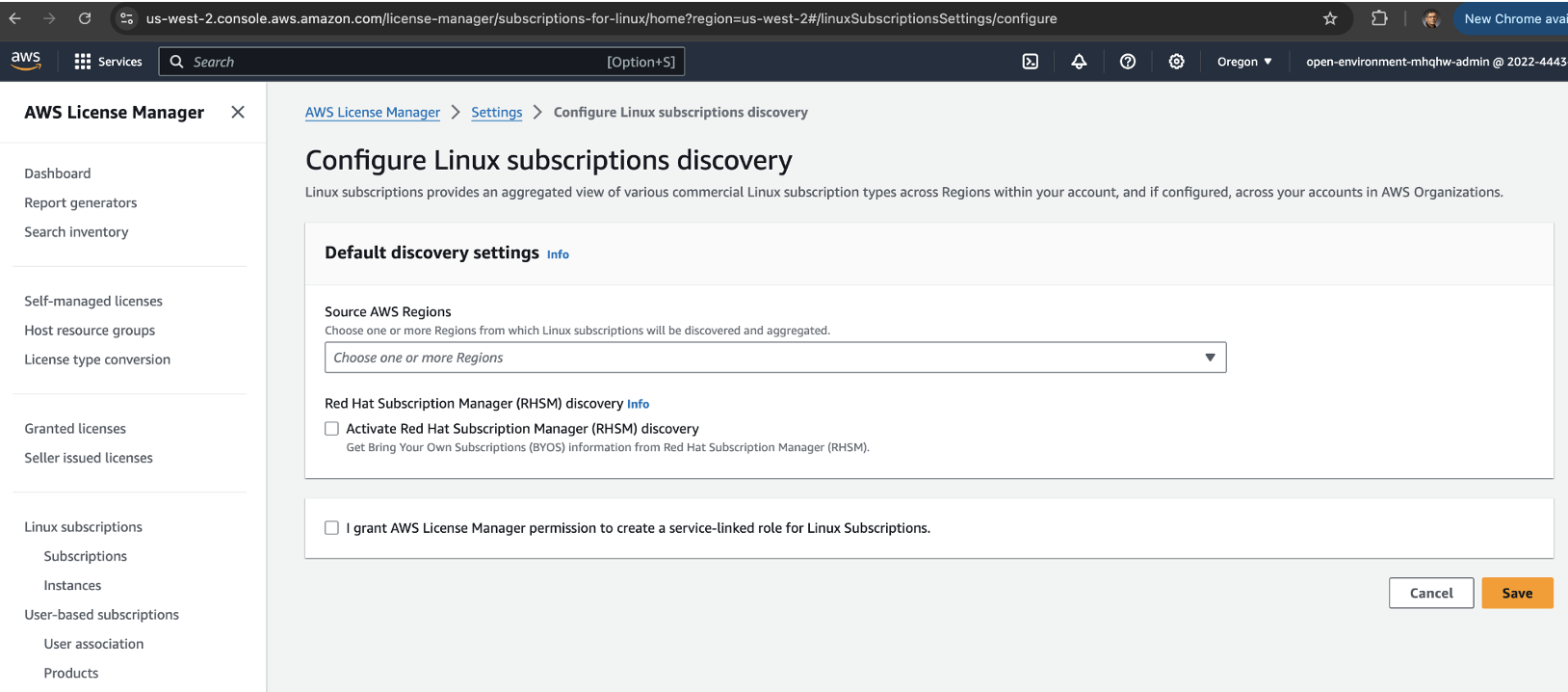Subscription discovery configuration